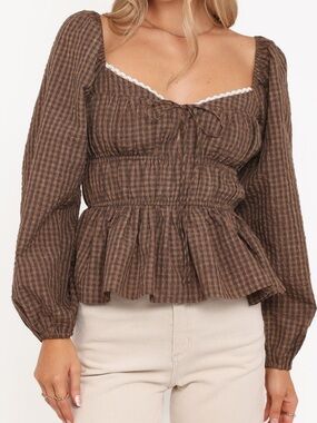 Petal & Pup Saphia Check Peplum Top